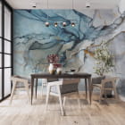 Миниатюра фотообоев Светло-синие чернила в интерьере кухни