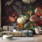 Мініатюра фотошпалер Строкатий букет квітів в інтер'єрі вітальні