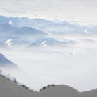 Превью фотоошпалер Білі птиці над горами