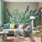 Миниатюра фотообоев Длинные банановые листья в интерьере гостиной