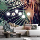 Мініатюра фотошпалер Яскраве тропічне листя в інтер'єрі вітальні