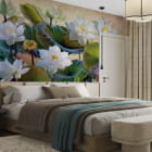 Миниатюра фотообоев Цветение лотоса в интерьере спальни