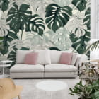 Мініатюра фотошпалер Ніжне листя монстери в інтер'єрі вітальні