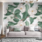 Миниатюра фотообоев Белые цветы в интерьере гостиной