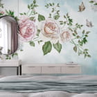 Миниатюра фотообоев Нежное цветение роз в интерьере спальни