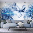 Миниатюра фотообоев Загадочные астры в интерьере гостиной