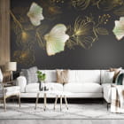 Миниатюра фотообоев Золотое цветение в интерьере гостиной