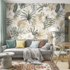 Мініатюра фотошпалер Гібіскус китайський в листі в інтер'єрі вітальні