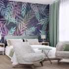 Миниатюра фотообоев Таинственные пушистые листья в интерьере спальни