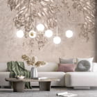 Миниатюра фотообоев Бежевые цветы в интерьере гостиной