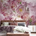 Мініатюра фотошпалер Рожева півонія в інтер'єрі спальні