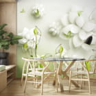 Миниатюра фотообоев Красивые цветы 3Д в интерьере кухни