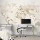 Миниатюра фотообоев Светлая карта мира, РУС в интерьере подростковой