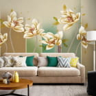 Мініатюра фотошпалер Сонячний лотос в інтер'єрі вітальні