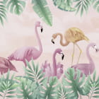 Превью фотообоев Фламинго с листьями, рисунок