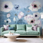 Миниатюра фотообоев Восточный мак в интерьере гостиной