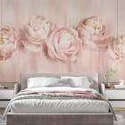 Миниатюра фотообоев Бежевые пионы в интерьере спальни