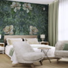 Миниатюра фотообоев Красивая магнолия в интерьере спальни