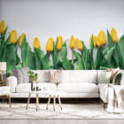Миниатюра фотообоев Нежные желтые тюльпаны в интерьере гостиной