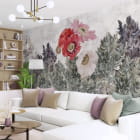 Мініатюра фотошпалер Букет маків в інтер'єрі вітальні