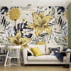 Миниатюра фотообоев Флора тропиков в интерьере гостиной