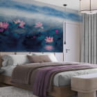 Миниатюра фотообоев Дикие лотосы в интерьере спальни