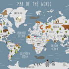 Превью фотоошпалер Карта світу з дикими тваринами