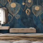 Мініатюра фотошпалер Плоди фізалісу в інтер'єрі спальні