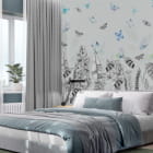 Мініатюра фотошпалер Сад метеликів в інтер'єрі спальні