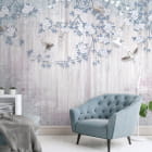 Миниатюра фотообоев Ветви цветущих деревьев в интерьере гостиной