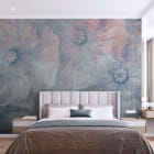 Мініатюра фотошпалер Сині маки, малюнок в інтер'єрі спальні