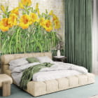 Мініатюра фотошпалер Жовті лілії в інтер'єрі спальні