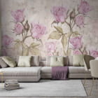 Миниатюра фотообоев Светлые розовые розы в интерьере гостиной