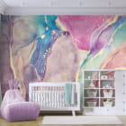 Миниатюра фотообоев Радужная акварель в интерьере детской