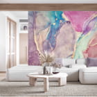 Миниатюра фотообоев Радужная акварель в интерьере гостиной