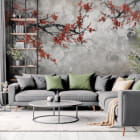 Миниатюра фотообоев Красная сакура в интерьере гостиной