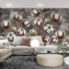 Миниатюра фотообоев Хлопок в интерьере гостиной