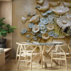 Миниатюра фотообоев Ромашки 3Д в интерьере кухни