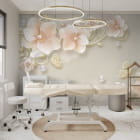 Мініатюра фотошпалер Квіти жасмину 3Д в інтер'єрі хола