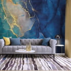 Миниатюра фотообоев Морские глубины, флюид арт в интерьере гостиной