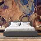 Миниатюра фотообоев Волшебный флюид арт в интерьере спальни