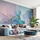 Миниатюра фотообоев Нежный флюид арт в интерьере гостиной