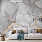 Миниатюра фотообоев Серый с золотом флюид арт в интерьере гостиной