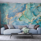 Мініатюра фотошпалер Синій мармур, флюїд в інтер'єрі вітальні