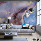 Миниатюра фотообоев Космическая акварель в интерьере гостиной