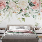 Миниатюра фотообоев Прекрасные розы, акварель в интерьере спальни