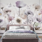 Миниатюра фотообоев Сиреневые маки в интерьере спальни
