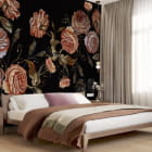 Мініатюра фотошпалер Ніжні троянди, малюнок в інтер'єрі спальні