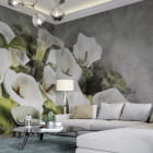 Миниатюра фотообоев Нежные каллы в интерьере гостиной