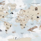 Превью фотообоев Светлая карта мира с животными